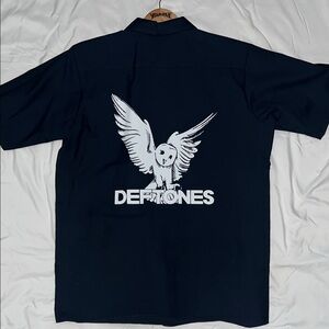 Navy Blue Deftones Graphic Men's Work Shirt Large